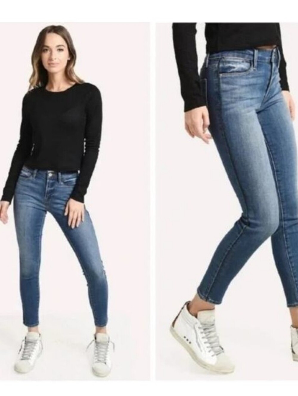Frame Le High Skinny Tux Piping Skinny Jeans  Medium Wash Size 27